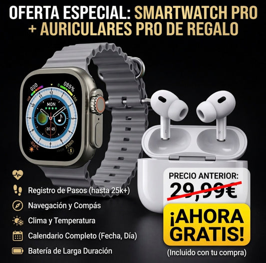 Smartwatch Ultra 2 Gris +1 Correa +1 Auriculares Inalámbricos 2ª Generación De Regalo