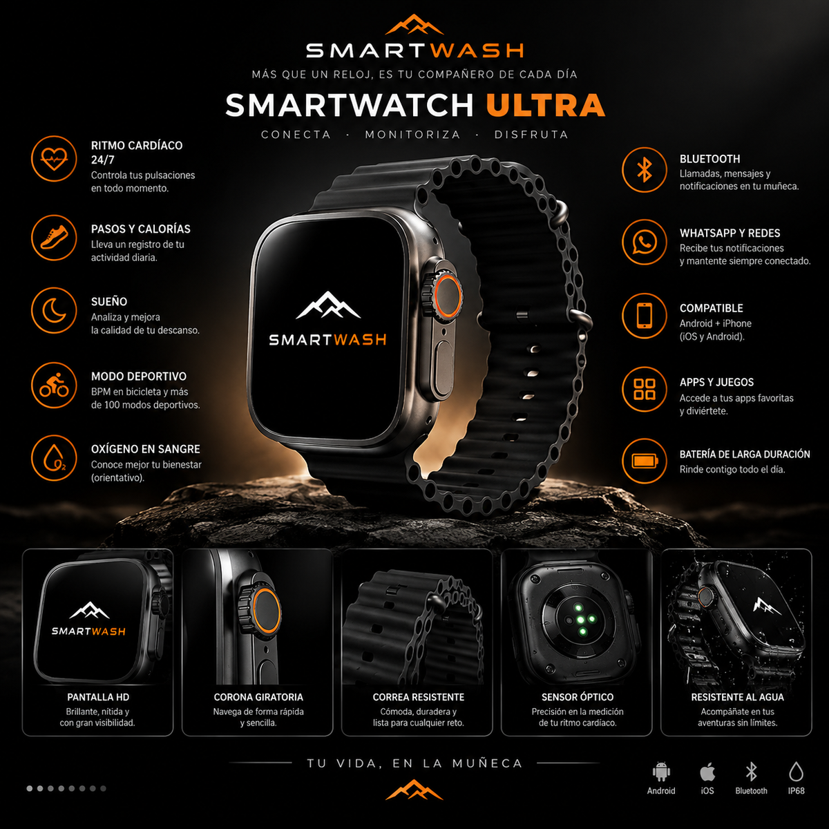 Smartwatch Ultra pro 2 Negro con 2 correas