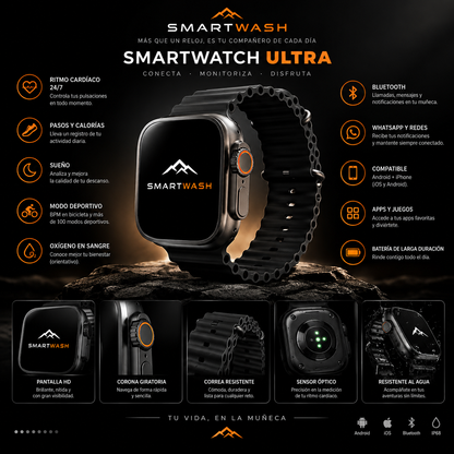 Smartwatch Ultra pro 2 Negro con 2 correas